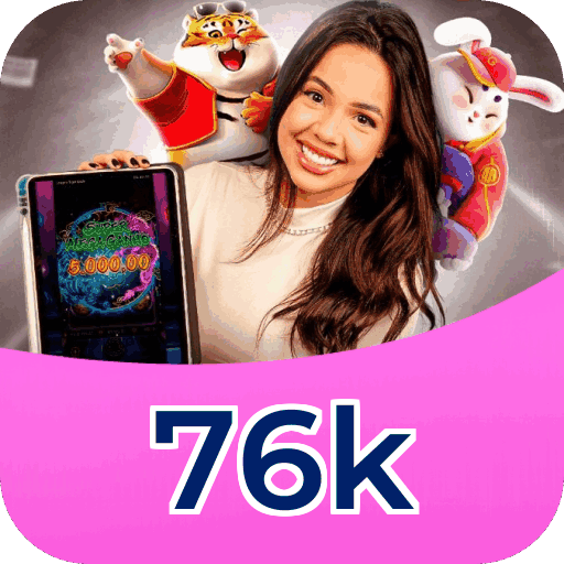 Interface do aplicativo 76k mostrando jogos disponíveis no iOS e Android